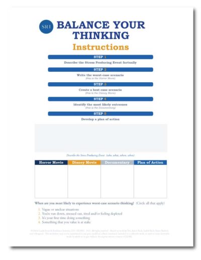 Balance Your Thinking Worksheet - The Stress & Resilience Institute